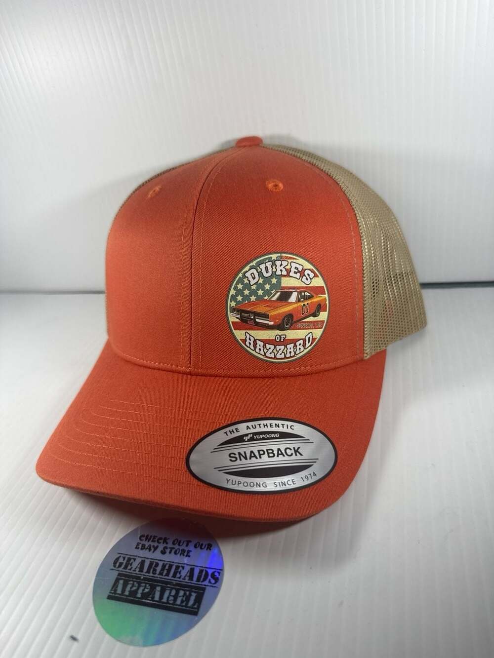 Dukes of Hazzard General Lee Orange/Tan Yupoong 6606 Trucker Snapback Hat